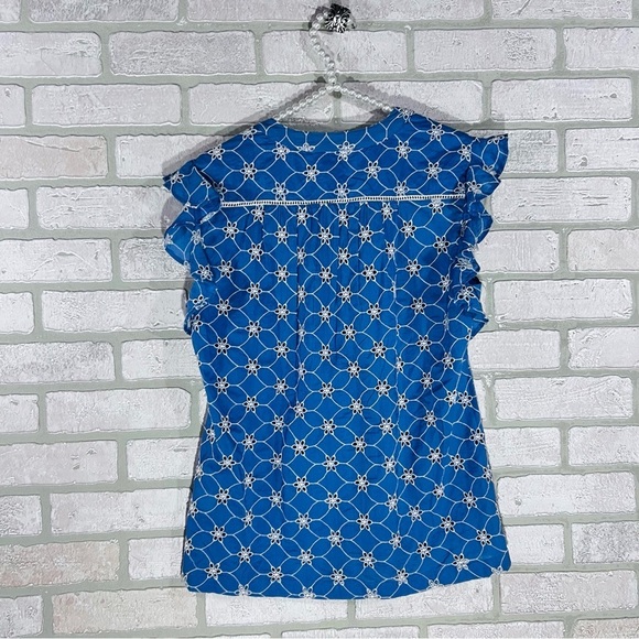 Sundance Florina Blue Short Flutter Sleeve Eyelet Cotton Top Size XS - Picture 4 of 8